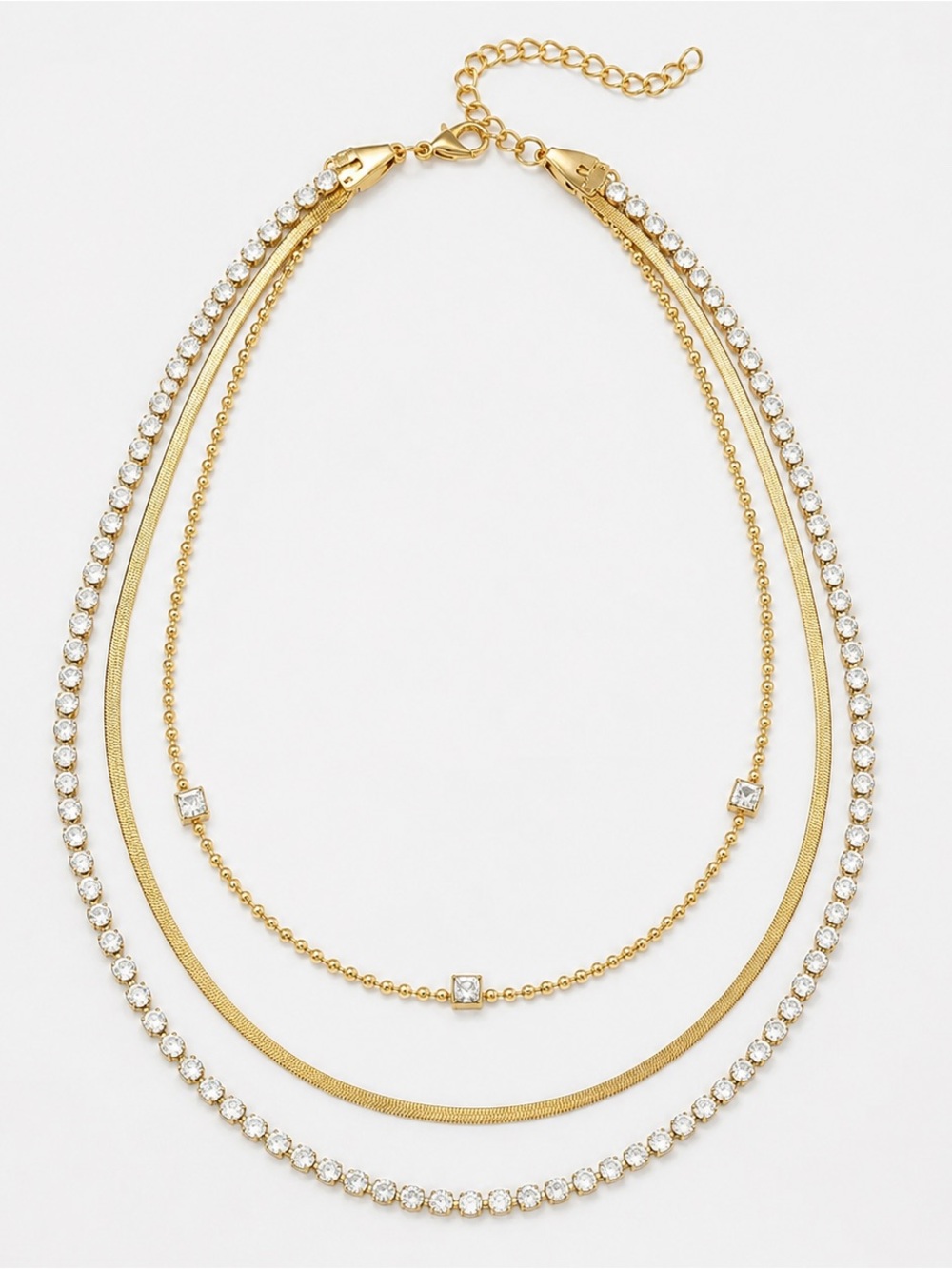 BRAND NEW WITH TAGS 3-Tier Layered Gold Necklace – Water Resistan
